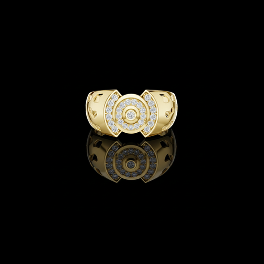 0.33 TCW Fantastic Round Lab Grown Diamond Openwork Cutout Band with Circular Pave Cluster Ring