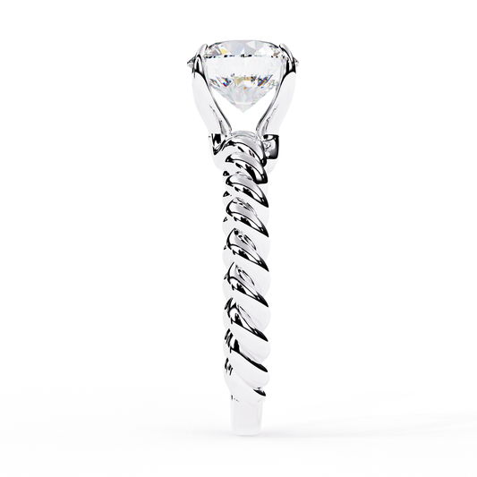 Round Cut Moissanite Diamond Rope Band Engagement Solitaire Ring