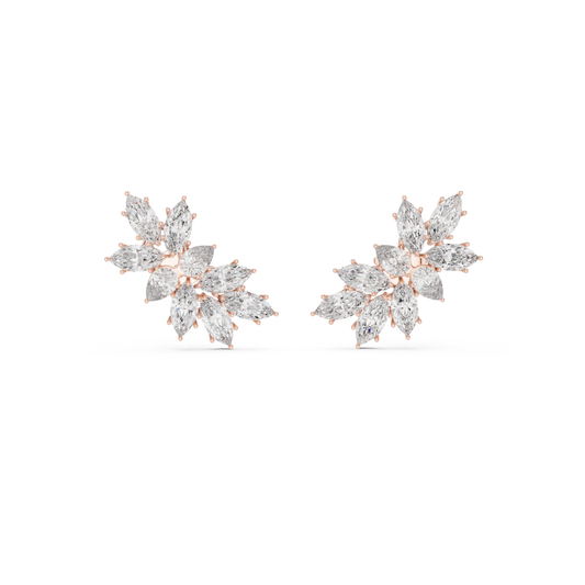 Marquise Cut Lab Diamond Solitaire Stud Earrings Interlocking Loop Knot