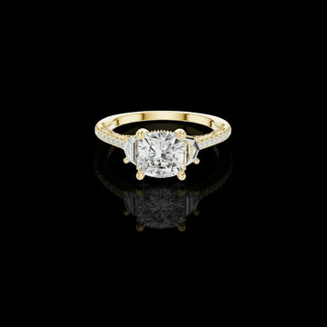 2.00 CT Royal Cushion Cut Moissanite Diamond Ring with Cadillac Side Stones and Pave Band For Best Friend