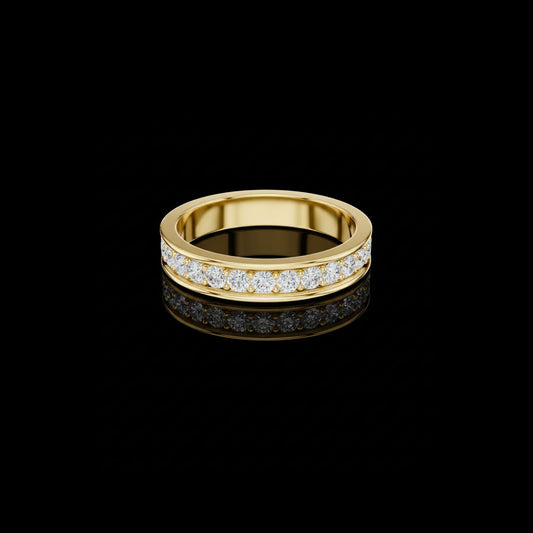 0.98 TCW Purely Lab Grown Channel Set Round Cut Band For Modern Touch