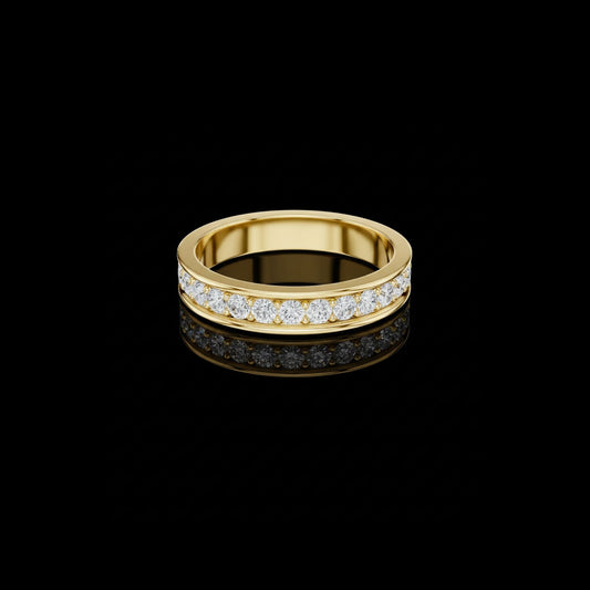 Round Cut Channel Set Lab Grown Diamond Eternity Wedding Band Ring