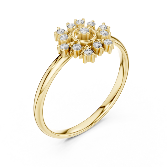 0.008 CT Sunburst Floral Lab Grown Diamond Cluster Ring Vintage Inspired Statement Ring For Her