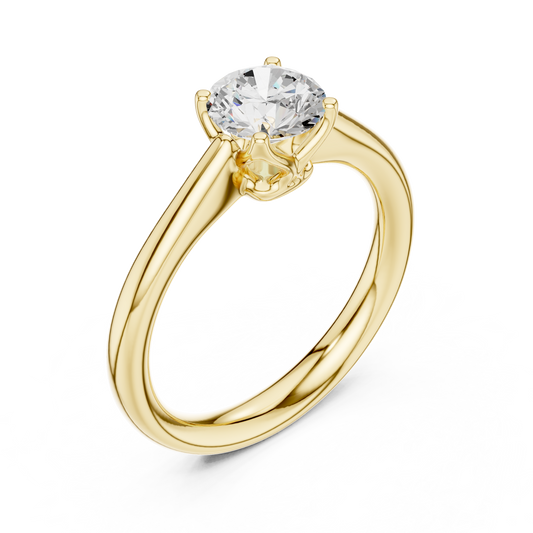 Round Cut Moissanite Diamond Solitaire Ring Four Prong Tulip Basket Setting