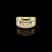 Round Cut Lab Grown Diamond Wide Band Statement Ring