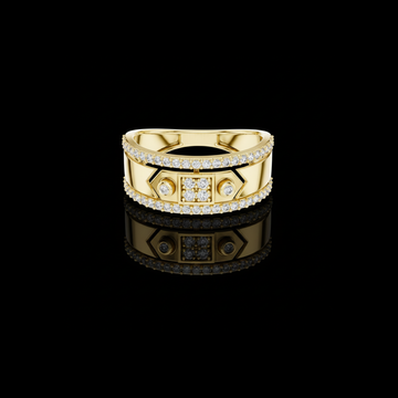 0.48 TCW Geometric Pave Round Lab Grown Diamond Rows with Square Center Cluster Statement Ring