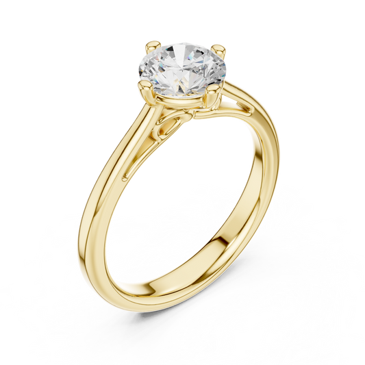 Round Diamond Moissanite Solitaire Engagement Ring