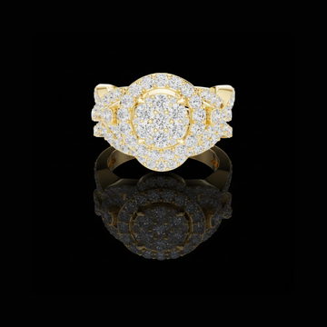 2.34 TCW Radiant Round Halo Cluster Lab Grown Diamond Ring Luxe Multi Row Pave Bridal Band For Her