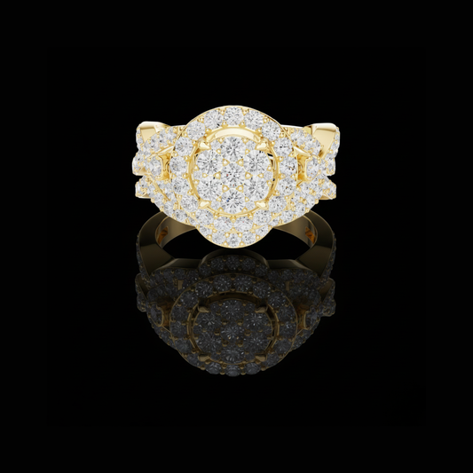 Round Halo Cluster Moissanite Diamond Ring For Her