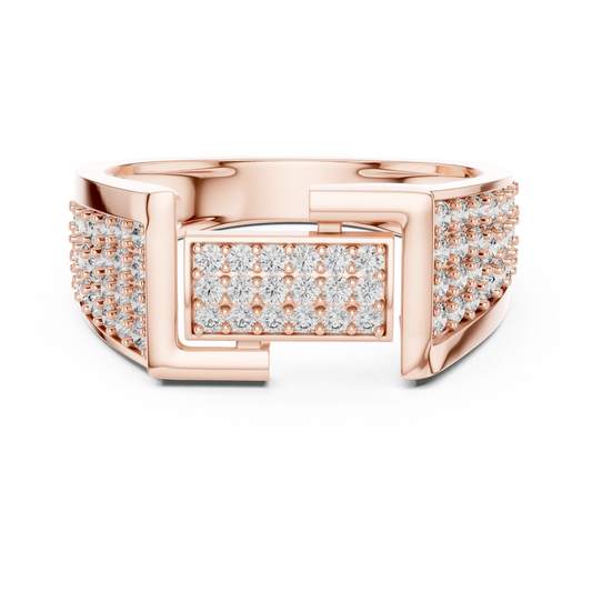 Round Cut Moissanite Diamond Men's Rectangular Center Pave Statement Band