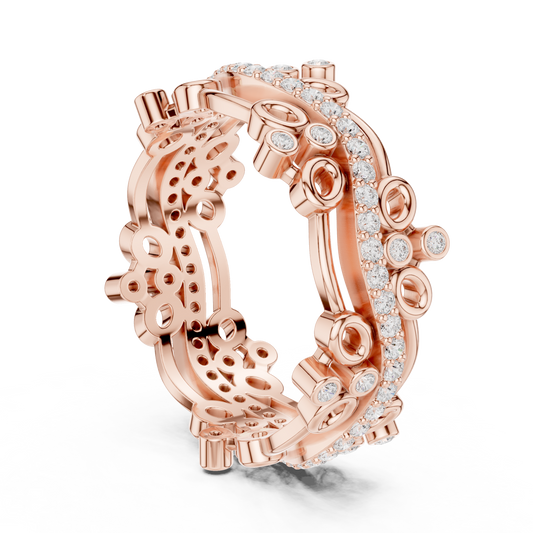 Openwork Round Cut Lab Grown Diamond Architectural Eternity Band Ring