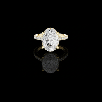 3.50 CT Exquisite Oval Cut Lab Grown Diamond Solitaire Ring with Hidden Halo and Pave Diamond Band
