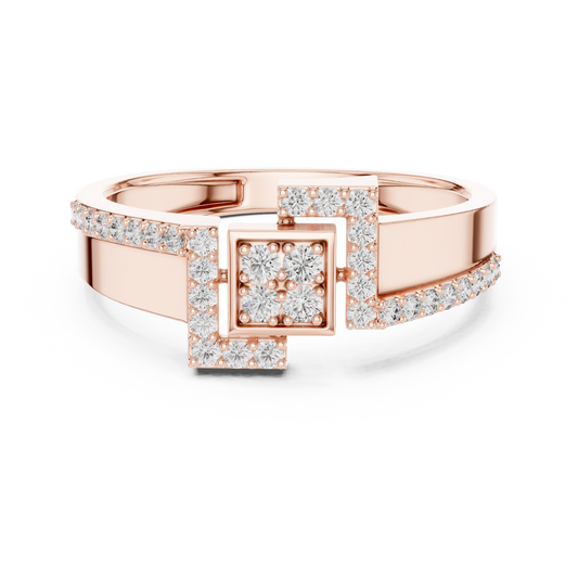 Cluster Round Cut Moissanite Diamond Statement Engagement Ring Wide Band