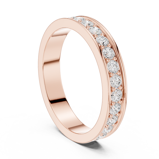 Round Cut Channel Set Lab Grown Diamond Eternity Wedding Band Ring