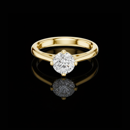 0.85 TCW Classic Round Brilliant Lab Grown Diamond Solitaire Elegant Four Prong Engagement Ring For Her