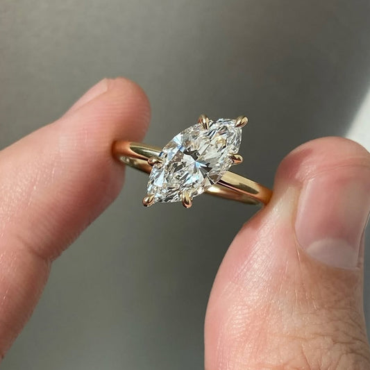 Marquise Diamond Lab Grown Engagement Ring with Six Prong