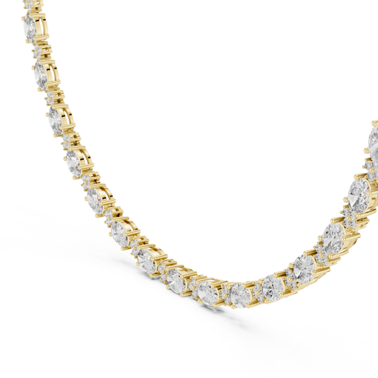 Oval Diamond Lab Grown Tennis Necklace with Round Accents