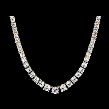 Round Cut Moissanite Diamond Tennis V Necklace