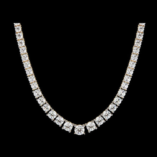 Round Cut Moissanite Diamond Tennis V Necklace