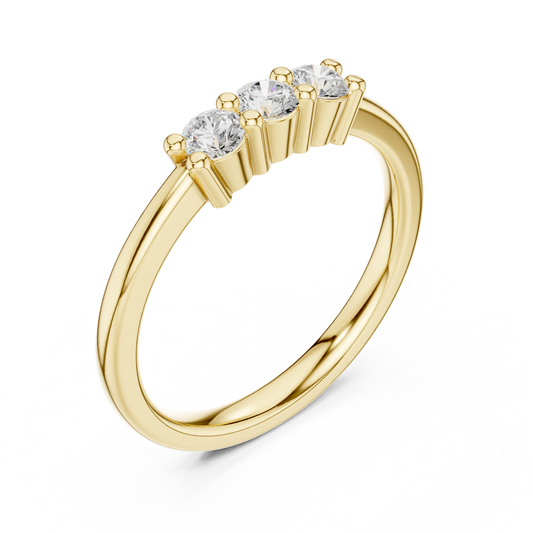 Round Brilliant Moissanite Diamond Three Stone Ring For Women