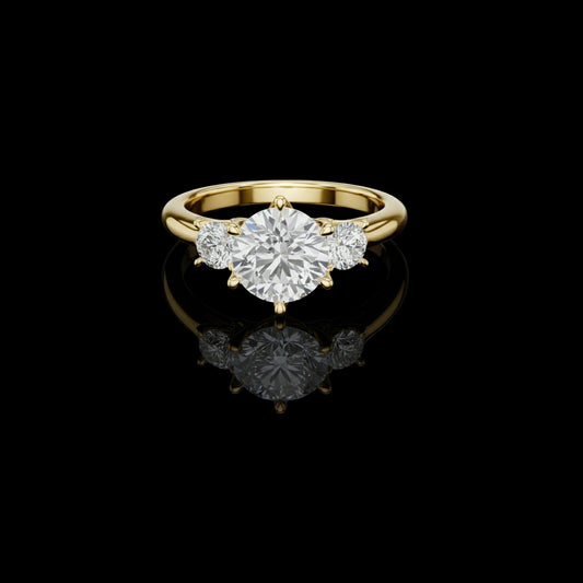 1.50 CT Iconic Three Stone Lab Grown Round Cut Diamond Ring For One Wish