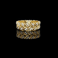 Round Cut Lab Grown Diamond Laurel Leaf Eternity Wedding Band Ring