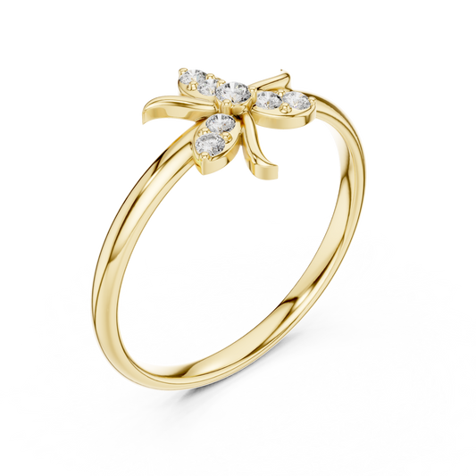 Floral Round Cut Lab Diamond Leaf Cluster Engagement Ring