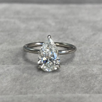 Pear Cut Lab Grown Solitaire Delicate Wear Engagement Ring