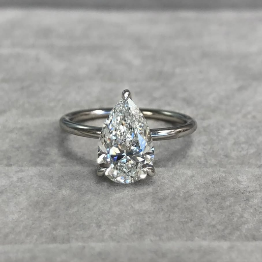 Pear Cut Lab Grown Solitaire Delicate Wear Engagement Ring