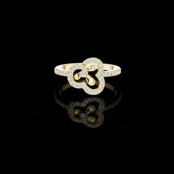 0.37 TCW Latest Moissanite Round Cut Open Clover Heart Diamond Ring with Pavé Brilliance
