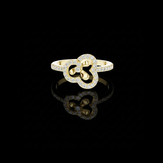 0.37 TCW Latest Moissanite Round Cut Open Clover Heart Diamond Ring with Pavé Brilliance