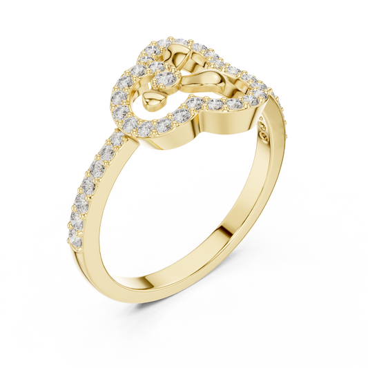 Clover Floral Lab Diamond Ring With Pave Band