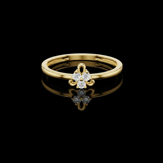 0.06 TCW Timeless Clover Ring with Brilliant Round Lab Grown Diamond Trio