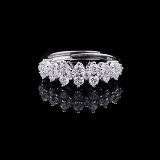 Round Lab Diamond Ring With Pave Setting Wedding Stacking Band