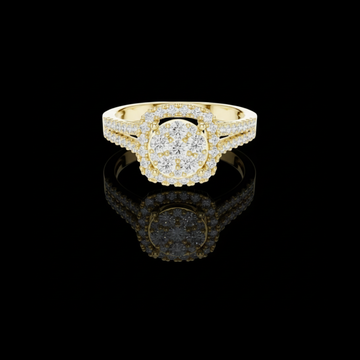 0.82 TCW Luxurious Halo Moissanite Ring Featuring a Radiant Round Diamond Cluster