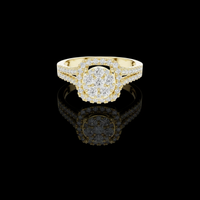 Round Lab Grown Diamond Double Halo Split Shank Ring