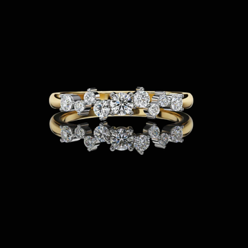 0.28 TCW Cluster Round Cut Moissanite Diamond Band Elegant Stacking Anniversary Gift for Her