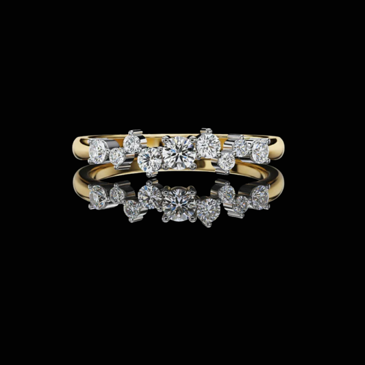 0.28 TCW Cluster Round Cut Moissanite Diamond Band Elegant Stacking Anniversary Gift for Her