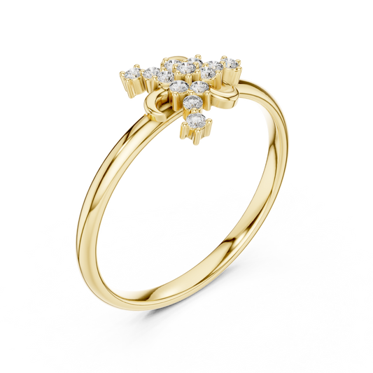 Diamond Floral Cluster Ring with Round Moissanite Stones