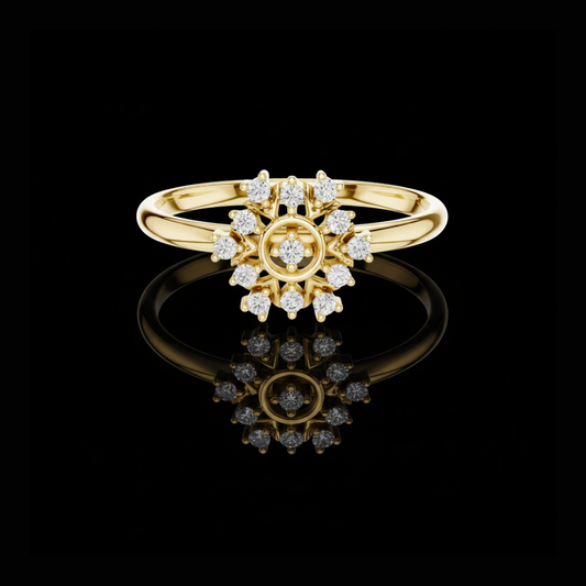 0.008 CT Sunburst Floral Lab Grown Diamond Cluster Ring Vintage Inspired Statement Ring For Her
