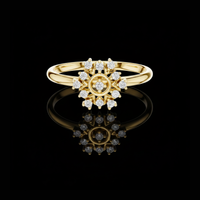 Round Moissanite Diamond Nature Inspired Cluster Ring