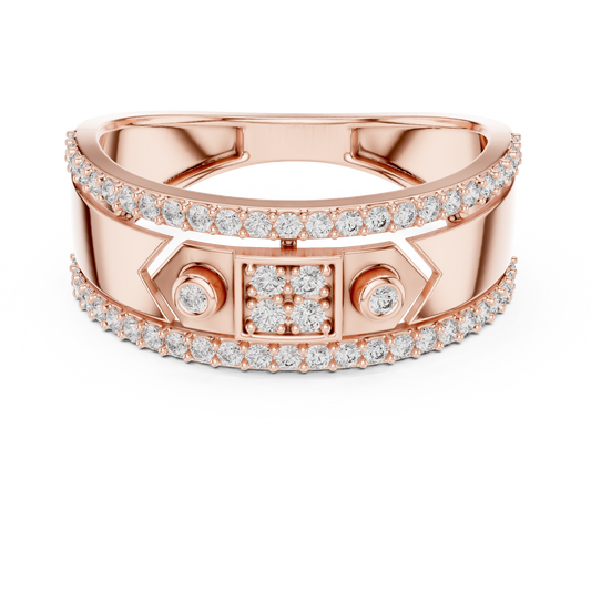 Round Cut Moissanite Diamond Wide Band Statement Ring