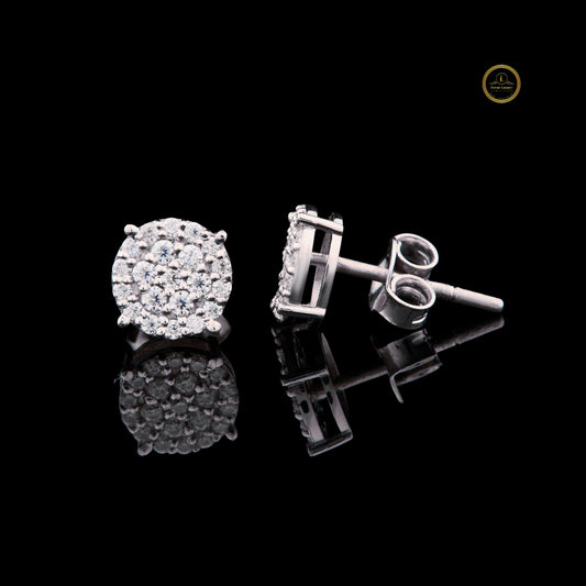 Premium Lab Grown Round Multi Stone Cluster Stud Earrings with Exceptional Radiance