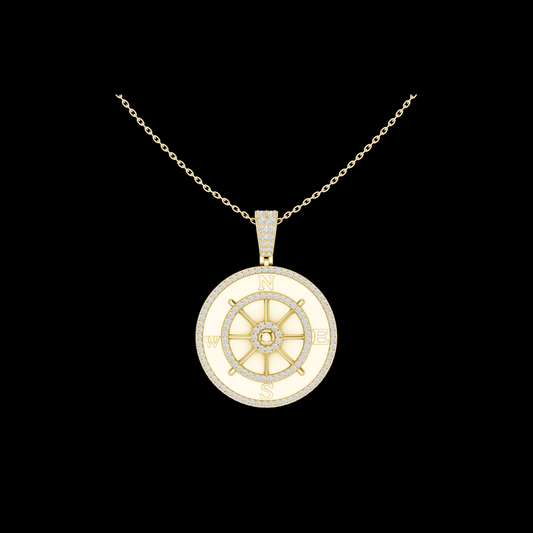 1.41 TCW Classic Lab Grown Diamond Compass Wheel Luxury Navigation Symbol Pendant Fine Jewelry