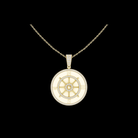 Directional Wheel Pattern Statement Charm Featuring Round Moissanite
