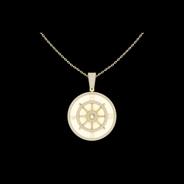 Directional Wheel Pattern Statement Charm Featuring Round Moissanite