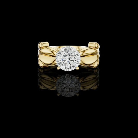 1.00 TCW Embrace Round Solitaire Lab Grown Diamond Ring with Sculpted Split Band