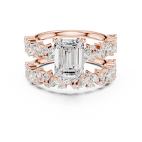Emerald Cut Engagement Ring with Matching Lab Grown Diamond Band