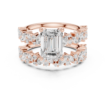 Emerald Cut Engagement Ring with Matching Lab Grown Diamond Band