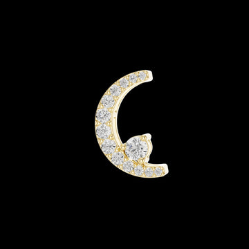 Crescent Moon Pendant with Pavé Moissanite and Center Accent Stone